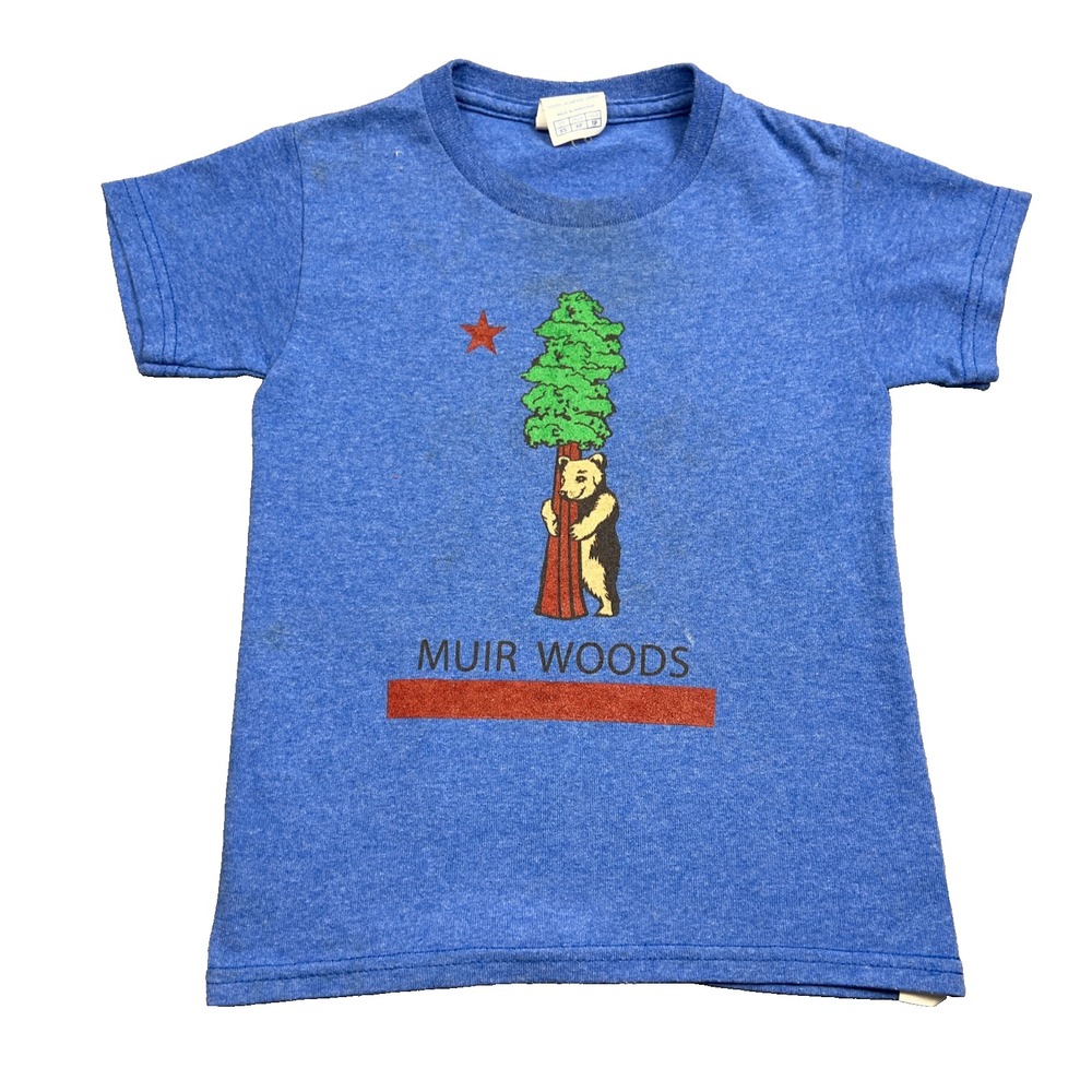California Muir Woods Bear Tree Hugger T Shirt Youth X-Small Blue Tee